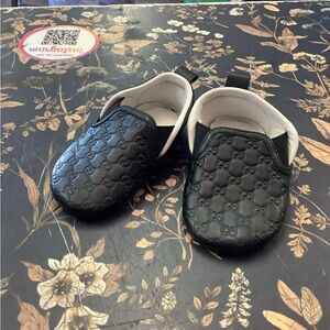Gucci Embossed Black Baby Shoes